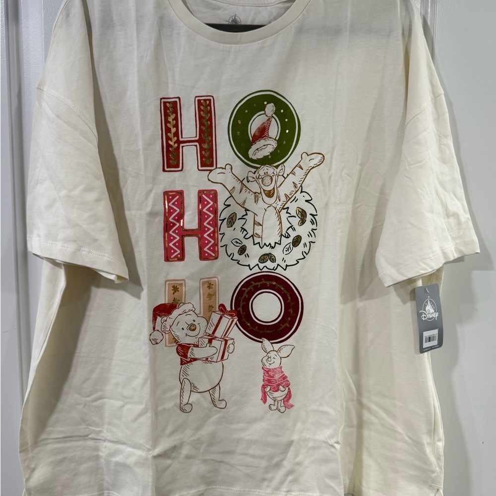 Disney Cream T-Shirt with Festive Cartoon Design